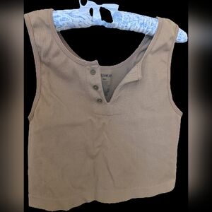 Freshwear Ribbed Crop Tank in Taupe